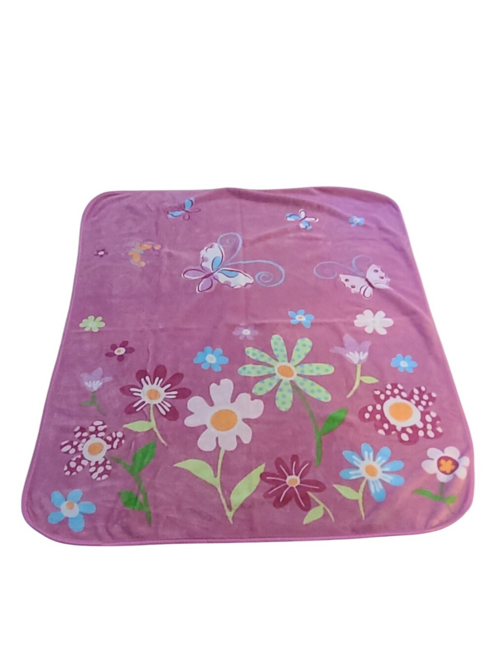 Small Wonders Flower Butterfly Plush Throw Blanket 60x49 Toddler Kids Vintage